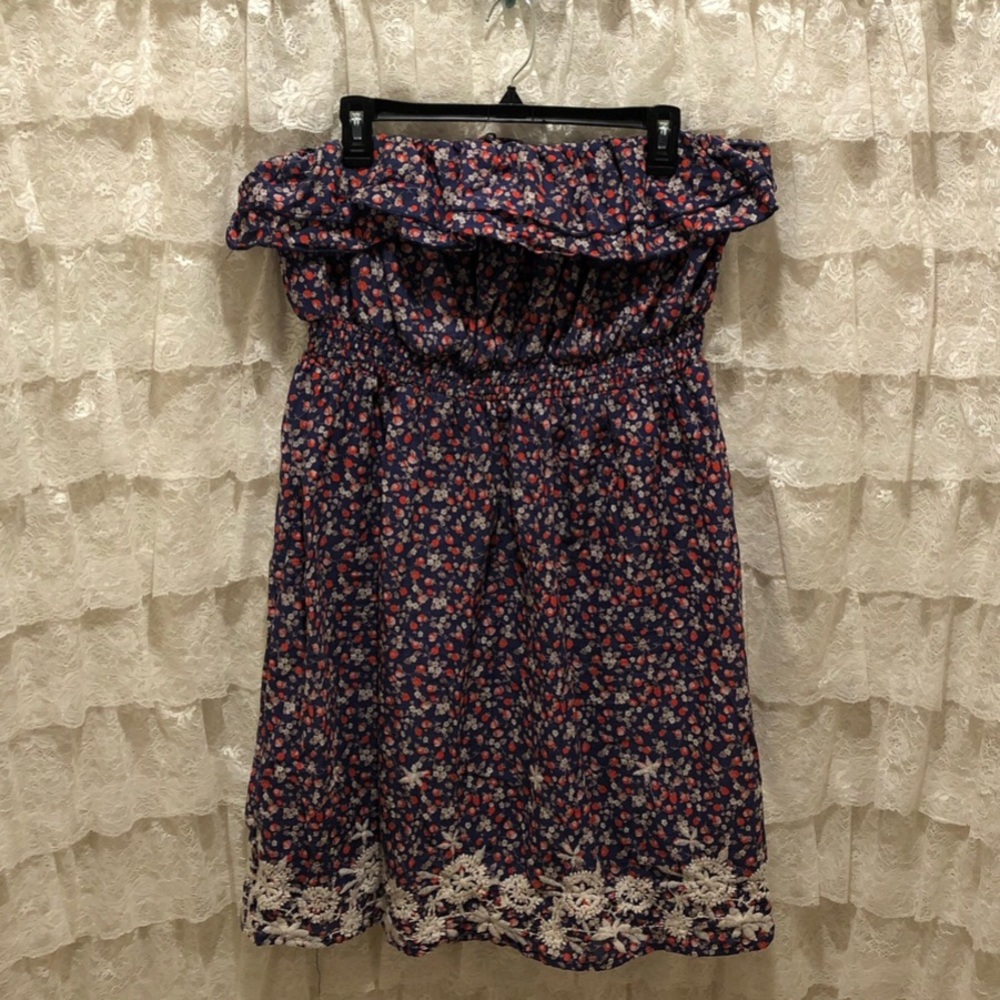 Torrid Strapless Strawberry Blue Dress Size 2
